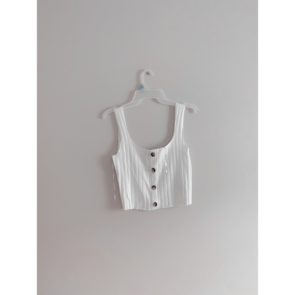 Button Front Rib Knit Tank Top